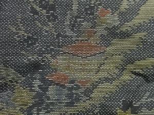 アンティーク　寺塔に草花模様織り出し本場泥大島紬着物